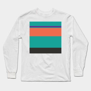 A selected patchwork of Light Red Ochre, Big Foot Feet, Christmas Purple, Blue/Green and Dark Grey stripes. Long Sleeve T-Shirt